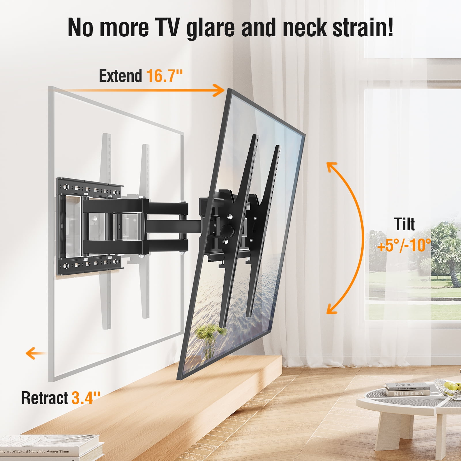 HOMOUNT Full Motion TV Wall Mount for Most 32-80 inch TVs, Wall Mount Bracket with Articulating Swivel and Tilt, Max VESA 600x400mm, Holds up to 132lbs
