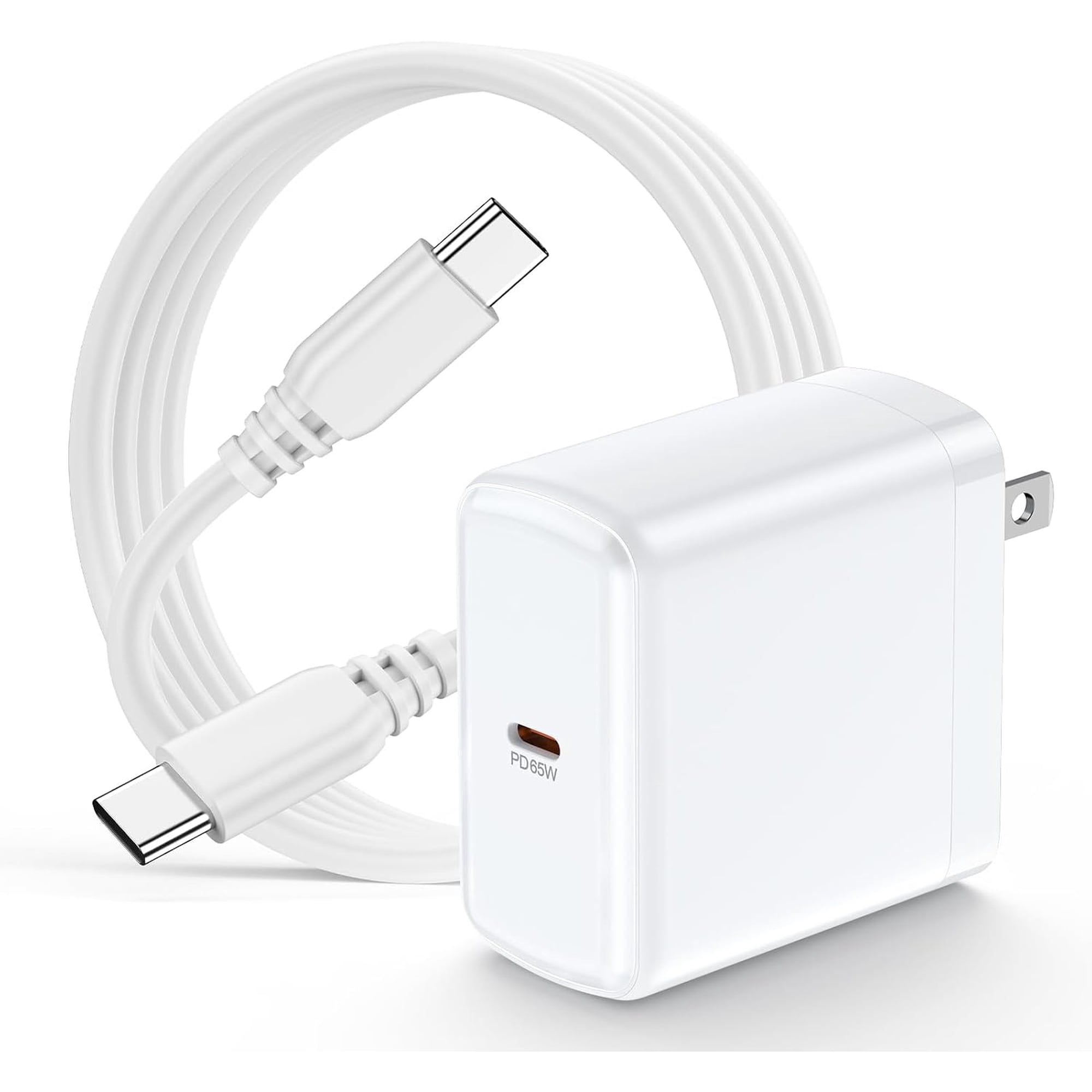 for 65W USB C Fast Charger w/ 6ft Cable for Samsung Galaxy S26 S25 S24 Ultra, foriPhone 17 16 15, Pixel 10 9, Moto Edge - White