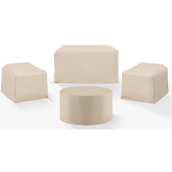 Crosley Furniture Covers 4-Piece Vinyl Outdoor Sofa Cover Set in Tan