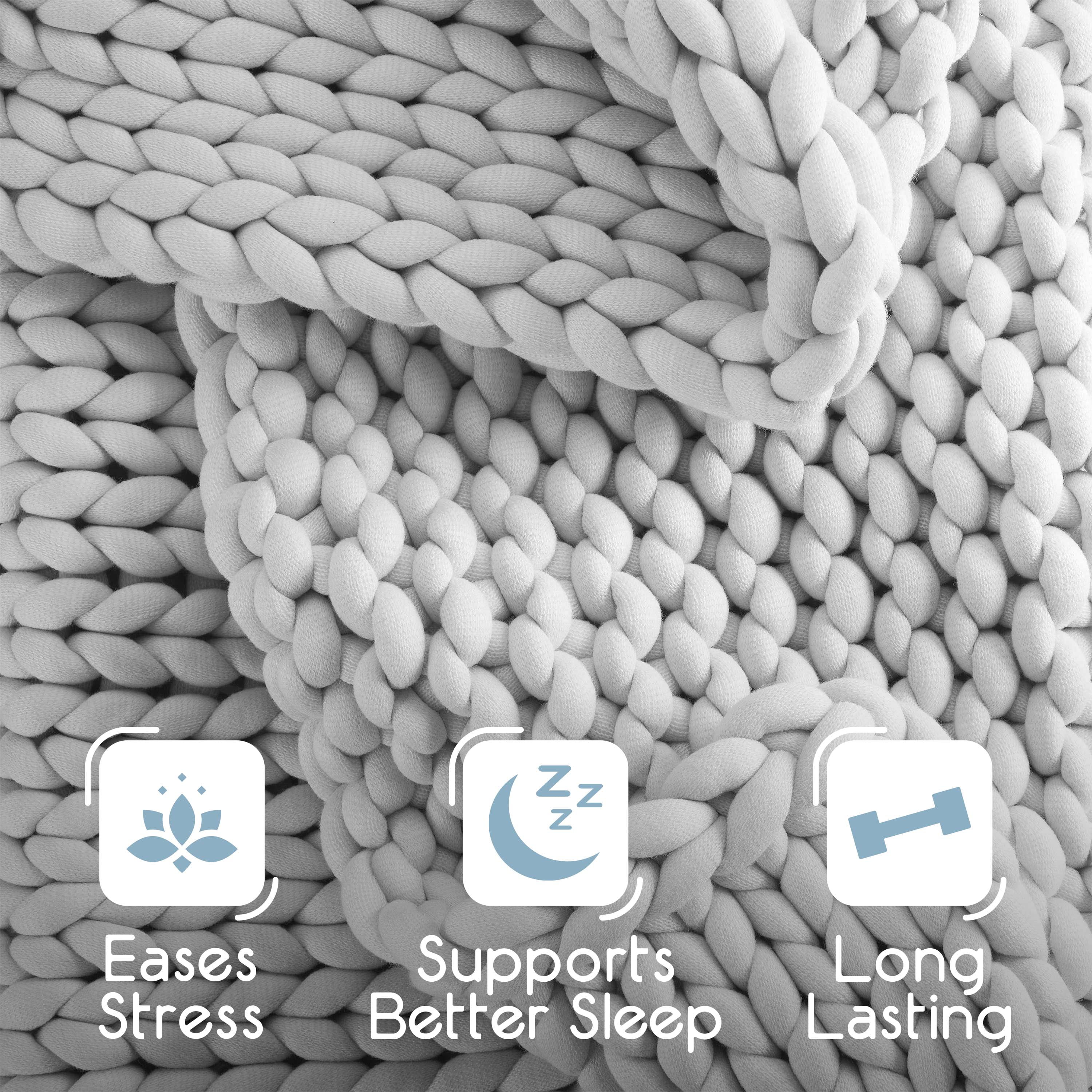 Vellux 9lb Full Weighted Throw | Chunky Knit Soft Breathable Blanket | Grey
