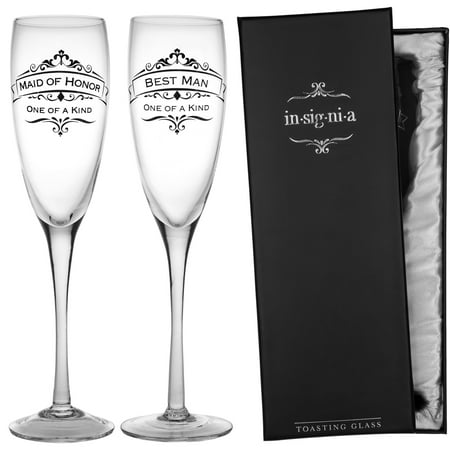 Handed Champagne Interior Pack - EnescoSet of 2Wedding Champagne Flute 11oz Glasses Pack Maid Of Honor & Best Man