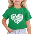 thumbnail image 2 of Wuxian Girls Toddler Short Sleeve Shirts St. Patrick'S Day Fashionable Casual Letter Floral Print Round Neck T Shirt Top Basic Graphic Summer Soft Breathable Comfort Tshirts,Green,12-13 Years, 2 of 4