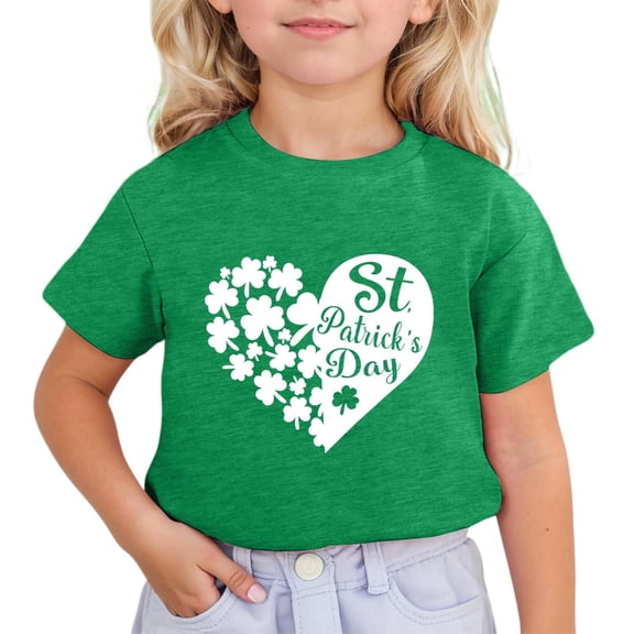 JIAYUE St Patricks Day Themed T Shirts For Boys Girls Short Sleeve Crew Neck Tee Comfortable Heart Print For Teens Stylish Dailywear
