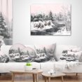 thumbnail image 4 of Designart Grey Winter Vector - Landscape Watercolor Throw Pillow - 16x16, 4 of 5