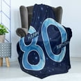 thumbnail image 4 of 80th Birthday Soft Flannel Fleece Throw Blanket, Diamond Age 80 Yeras Old Happy Birthday Party Theme with Stars, Cozy Plush for Indoor and Outdoor Use, 50" x 70", Navy Blue and Sky Blue, by Ambesonne, 4 of 5