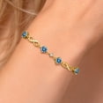 thumbnail image 4 of Gem Stone King 18K Yellow Gold Plated Silver Bracelet Persian Blue Moissanite Created Sapphire (2.05 Cttw), 4 of 6