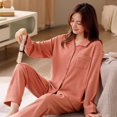 thumbnail image 1 of Pyjamas Printemps et Automne Manches Longues pour Femmes Couleur Unie Coton Pur simple Automne et Hiver Tenue de Maison, 1 of 6