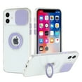 thumbnail image 1 of For Iphone 12 Dual Camera Punch Slick 2.0mm Thick Tpu Ring Stand Camera Window Case Cover - Purple, 1 of 6