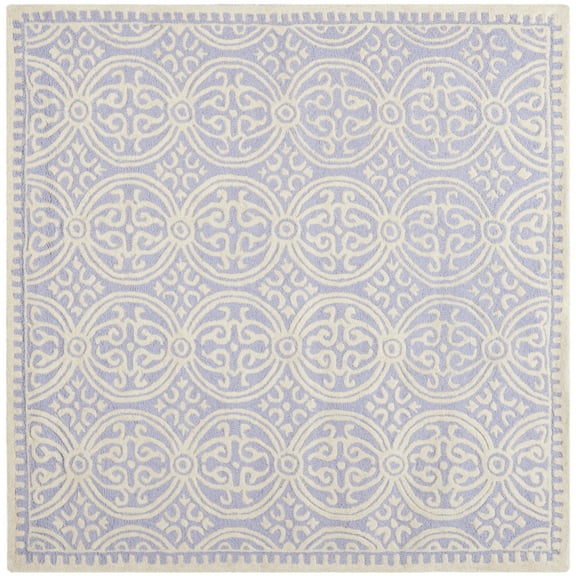 SAFAVIEH Cambridge Leslie Geometric Wool Area Rug, Lavender/Ivory, 4' x 4' Square