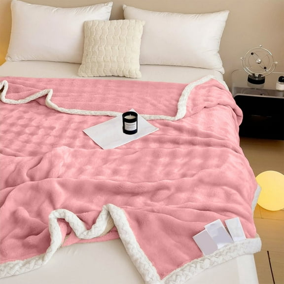 Djunllk Throw Blanket - pink Microfiber Ultimate Cozy Soft Blanket, Breathable Fluffy Blanket All Season Use, 27.5" x 39.3"