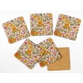 thumbnail image 2 of Inkdotpot Set of 6 Drink Coasters DecorativeNon,SlipCork Base4-inch Square PrintedCoastersEasy Clean- Floral, 2 of 8