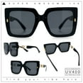 thumbnail image 2 of Womens Squared Half Rim Exposed Lens Plastic Butterfly Fashion Sunglasses All Black, 2 of 8