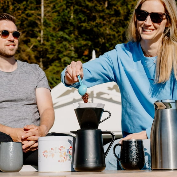 Insulated Pour Over Coffee Maker Set 20oz, Stainless Steel Coffee Pot Pour Over Set Camp Coffee Carafe BPA-Free with Dripper and Tea Infuser for Home, Office & Camping (Black)