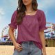 thumbnail image 5 of Camisetas De Mujer Camiseta de verano para mujer, camisetas casuales de cuello cuadrado de ajuste holgado para fiesta (rojo vino M) Cgtredaw para Mujer Vino rojo T L, 5 of 6
