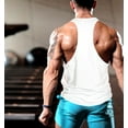 thumbnail image 3 of Men Muscle Bodybuilding Sleeveless Shirt Tank Top Gym Singlet Fitness Sport Vest (White, Medium), 3 of 7