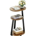 thumbnail image 3 of Small Oval Side Table with Metal Frame, 3-Tier Nightstand for Living Room Bedroom Bathroom, Vintage Brown, 3 of 9