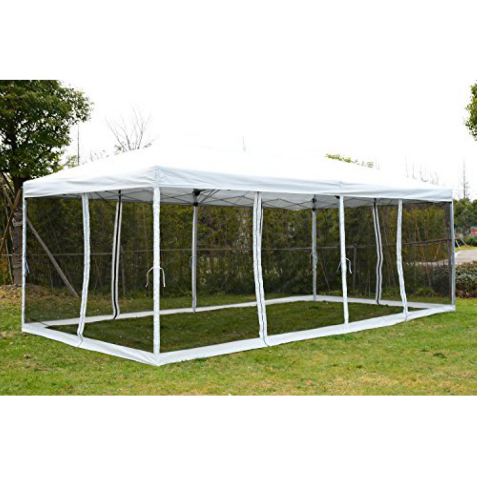 Outsunny 10 x 20 ft. Pop Up Shelter Party Tent Canopy with Mesh Walls