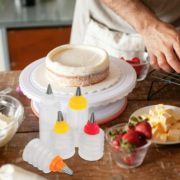 FRCOLOR 6pcs Multi Color Cookie Decoration Squeeze Bottle Kit for Icing Cake and Dessert Decorating Supplies