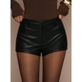 thumbnail image 3 of Women's Faux Leather High Waist Mini Shorts, 3 of 5