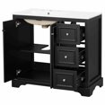thumbnail image 4 of viswild 36“ Transitional Bathroom Vanity with Ceramic Sink, Soft Close Doors, 3 Drawers & Adjustable Shelf, White Freestanding Storage Cabinet, Black, 4 of 11
