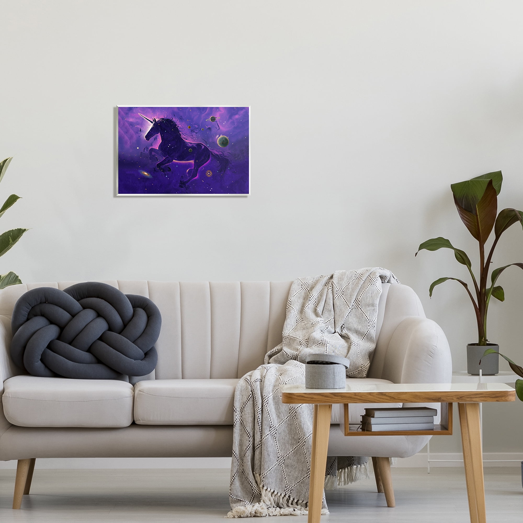 Stupell Industries Purple Unicorn Nebula Fairy Tales & Fantasy Painting Unframed Art Print Wall Art, 19 x 13