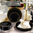 thumbnail image 3 of 700PCS Black Plastic Plates - Gold Disposable Plastic Dinnerware Set Include 200 6.3inch/9inch Black Plates, 300 Silverware, 100 Napkins, 100 Cups for Party & Wedding & Holloween, 3 of 18