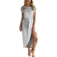 thumbnail image 3 of Seyurigaoka Women Dress with Waistband Short Sleeve Irregular Hem One-piece, 3 of 9