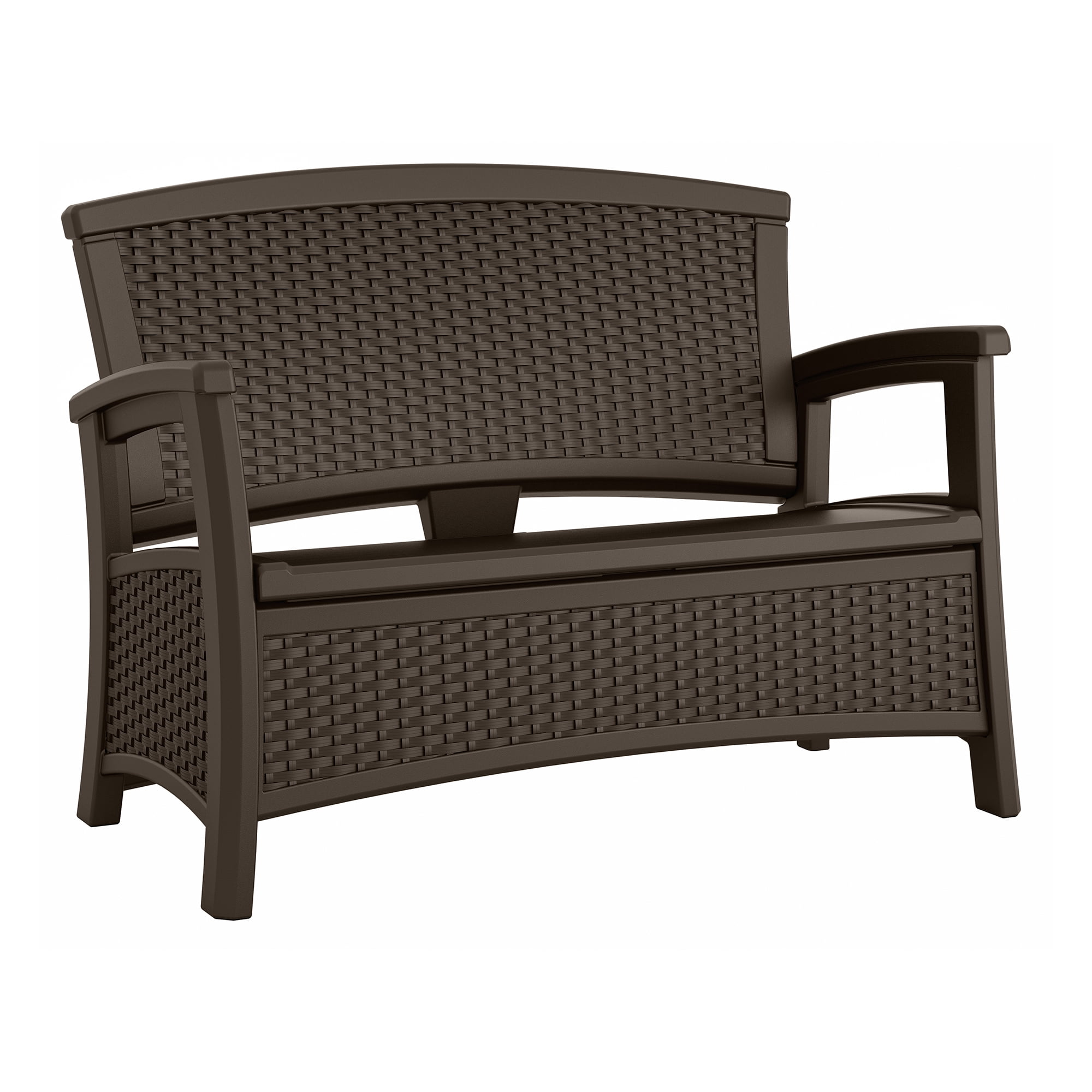 Suncast Elements Resin Wicker Storage Outdoor Bench, Brown - Walmart.com