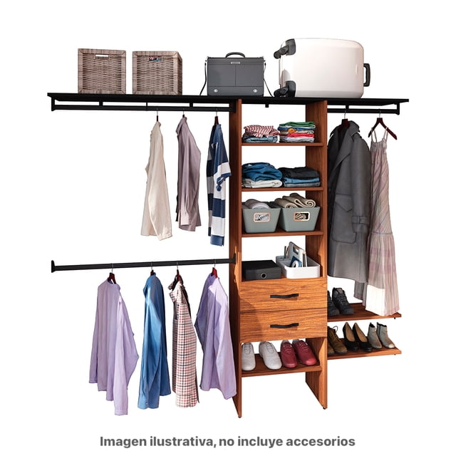 Closet Total PLAYCON 7 Entrepaños 2 Cajones 242 cm Color Tzalam Tzalam