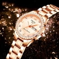 thumbnail image 1 of Reloj de Cuarzo con Diamantes para Mujer, Pantalla de Fecha y Día, Luminoso, Correa de Acero Inoxidable, Reloj de Pulsera de Lujo, 1 of 6