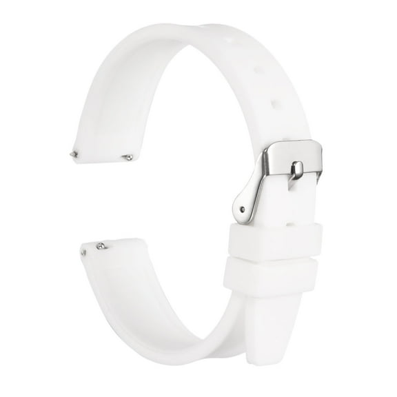 Uxcell Silicone Watch Band 16mm Quick Release Flexible Soft Rubber Watch Strap with Stainless Steel Silver Clasp Replacement Wristband for Men Women, White