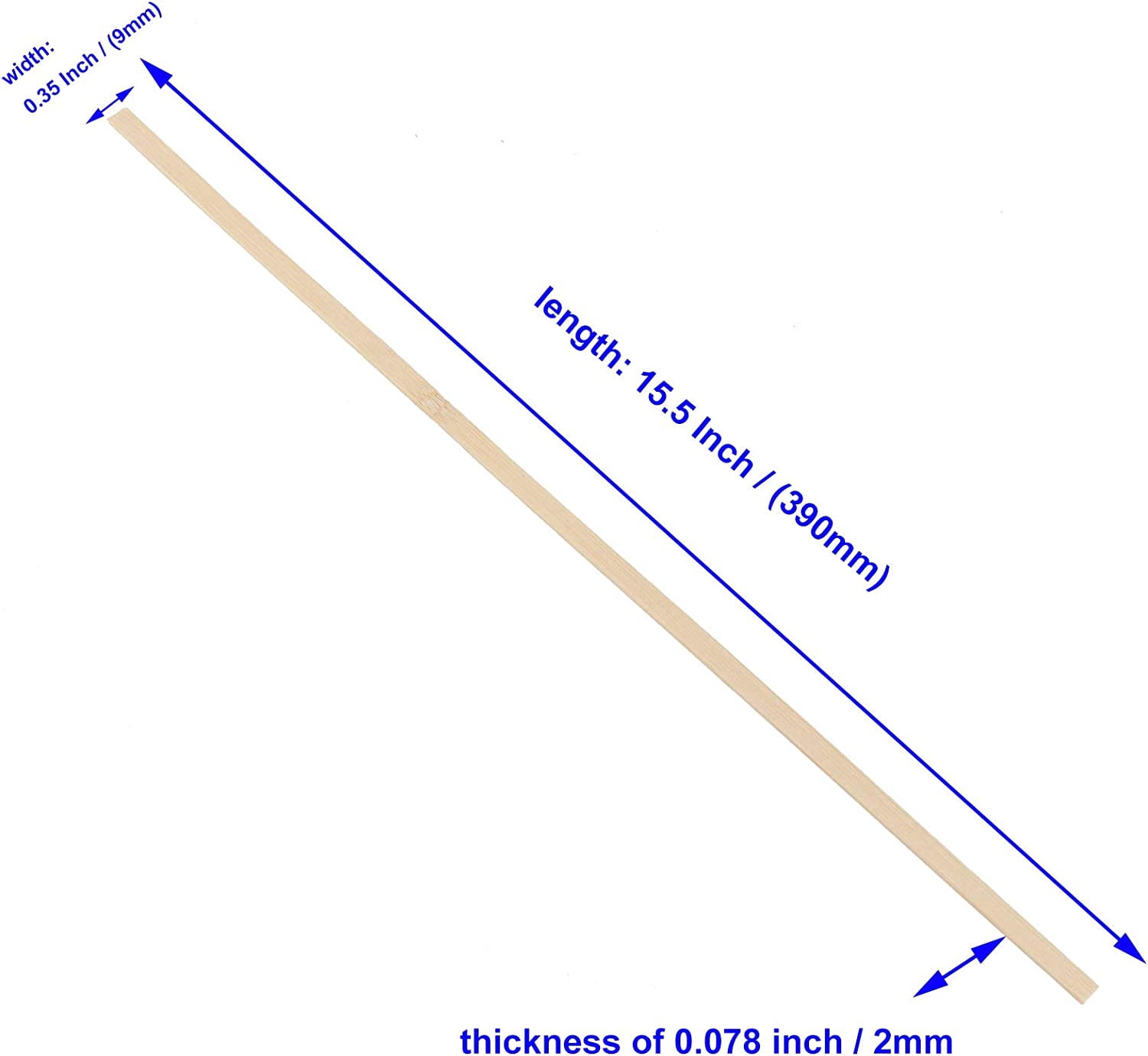 600pcs Natural Bamboo Sticks, 15.5x0.35 Inch Craft Sticks for Paint Stirring, Mixing Epoxy Resin, Waxing Wooden Crafting