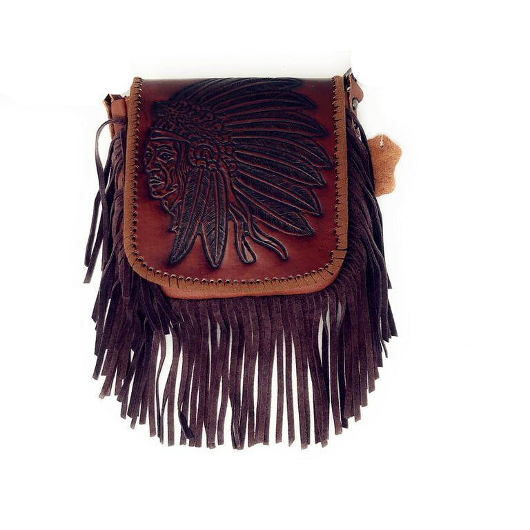 Women's Vintage Boho Western Leather Fringe Purse