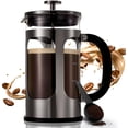 thumbnail image 1 of BAYKA Cafetera de prensa francesa de 34 onzas y 1 litro, prensa de café de acero inoxidable de vidrio de borosilicato espesado resistente al calor, cafetera en frío, prensa de té para cocina, viajes,, 1 of 5