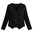 thumbnail image 6 of Womens Long Sleeve Jackets V Neck Button Soft Textured Shirts Solid Color Breathable Warm Blouses, 6 of 6