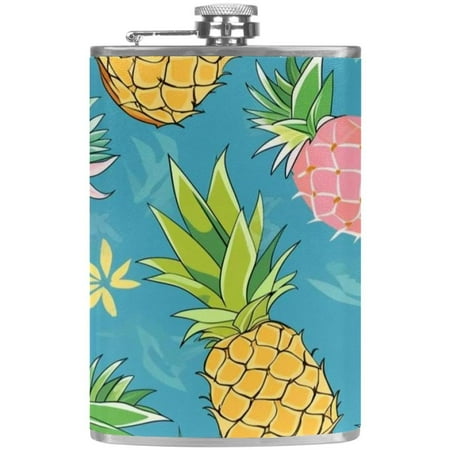 

josid Food Pattern 3.6x6in Stainless Steel Small Flask Leak-Proof Stainless Steel Construction Wrapped in Premium Two-Layer Leather Nano-Printed Design 227ml Capacity