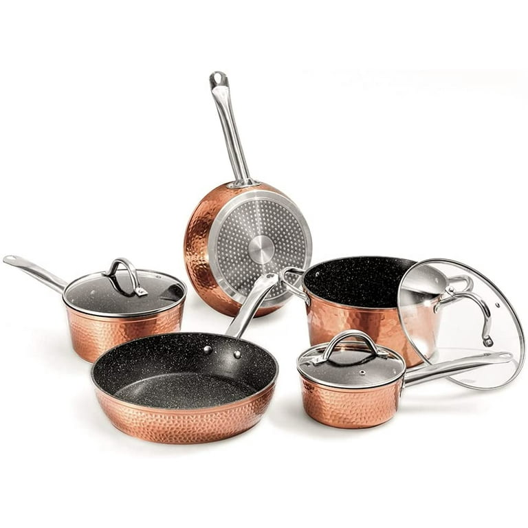 FGY Copper Pots & Pans Set 5 Pieces Cookware Set, 8 inch Fry