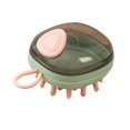 thumbnail image 4 of Cepillo de masaje para gatos, suave, elástico, de silicona, mango antideslizante, dispensador de champú, cepillo de baño para perros, para el cuidado de mascotas, baño, verde, 4 of 5