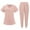 05# Pink, variant on Scrubs for Women Set Modern V-Neck Top & 5 Pocket Jogger Pants Athletic Nursing Uniform Solid Stretch Workwear,Navy S