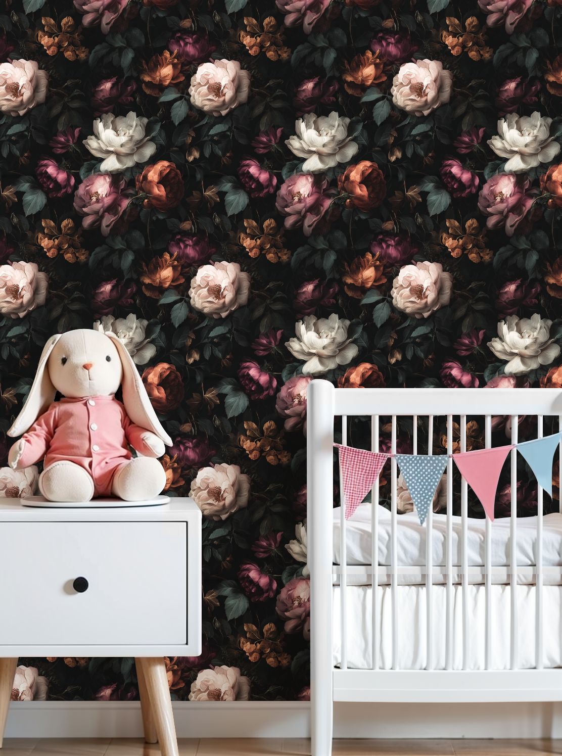 Peel and Stick Wallpaper Vintage Floral Soft Roses Dark Leaves Wall Mural 23.6in x 9.8ft Self Adhesive Removable Wall Paper Renter Friendly Wallpaper for Nursery Kitchen Bedroom Cabinets