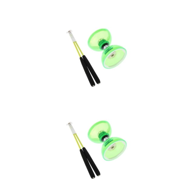 Maytalsory Jouet Chinois à Double Embout Triple Roulement Diabolo Yoyo Vert 12cm 2Ensemble