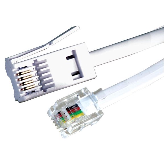 RARAION - 4 Wire BT Plug to RJ11 Crossover Telephone Cable, White, 3m