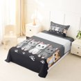 thumbnail image 5 of jejeloiu Grey Paw Print Cat Twin Sheet Sets Kids,Minimal Kitten Print Bedding,3pcs, 5 of 6