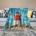 thumbnail image 2 of Chilfamy Lighthouse Beach Seagulls Throw Blanket Lightweight for Adults All Seasons Flannel Material 40x50in, 2 of 6