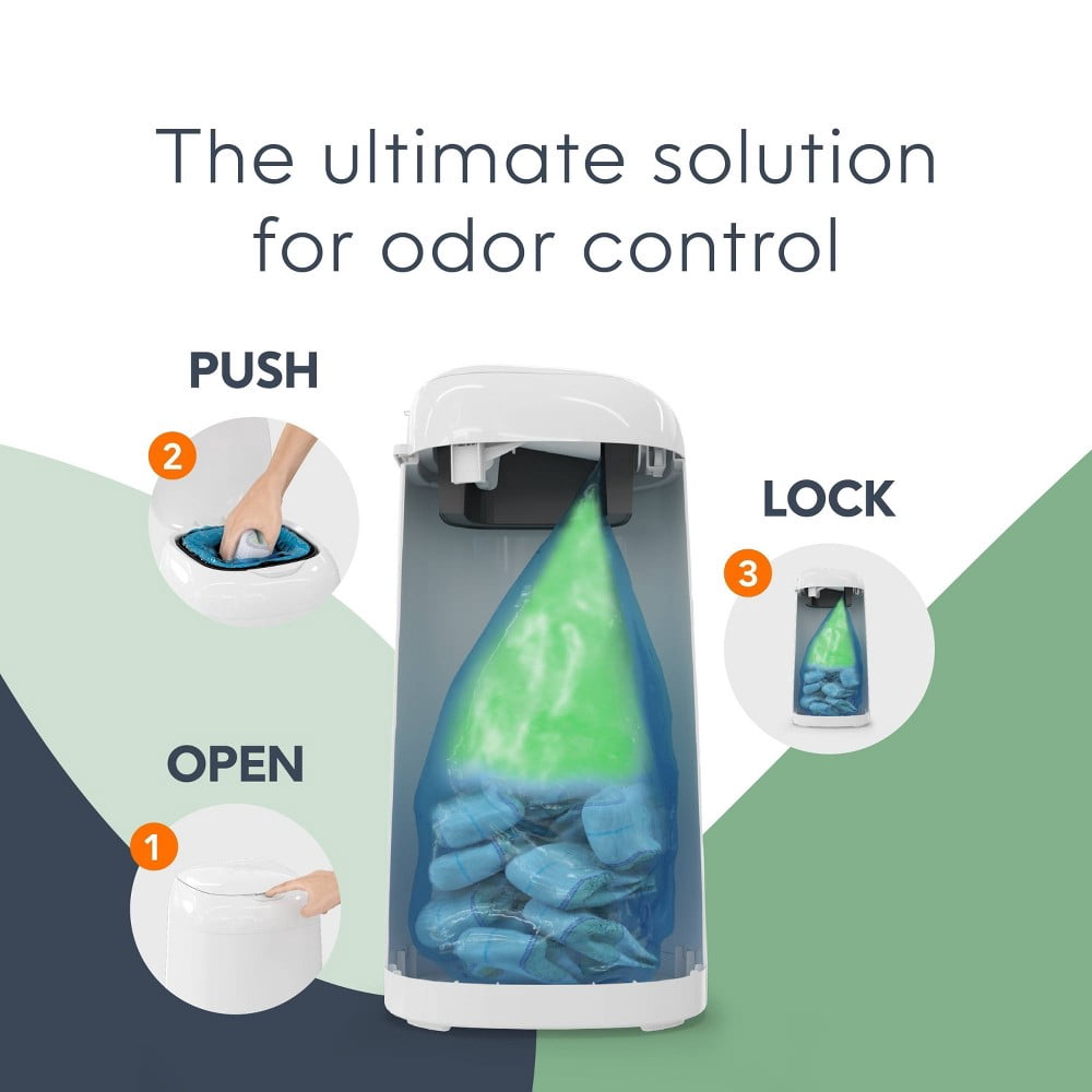 Classic Diaper Pail with Odor Locking Clamp and One-Hand Operation