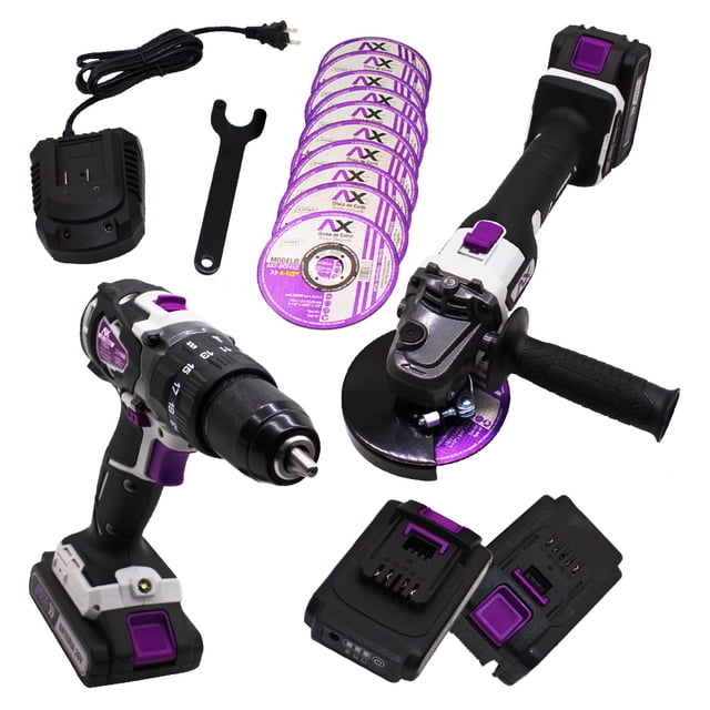 Taladro Atornillador + Miniesmeriladora A Bateria Axtech Kit