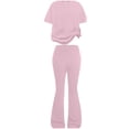 thumbnail image 5 of SGMVNU Tween Girls Clothes 2 Piece Summer Outfits Short Sleeve Casual Loose Tops and Flare Pants Matching Clothing Sets, Size 11-12 Years, Pink, 5 of 5