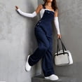 thumbnail image 3 of Women's Wide Leg Overalls Loose Casual Bib Jumpsuit Adjustable Strap Pockets, 3 of 8