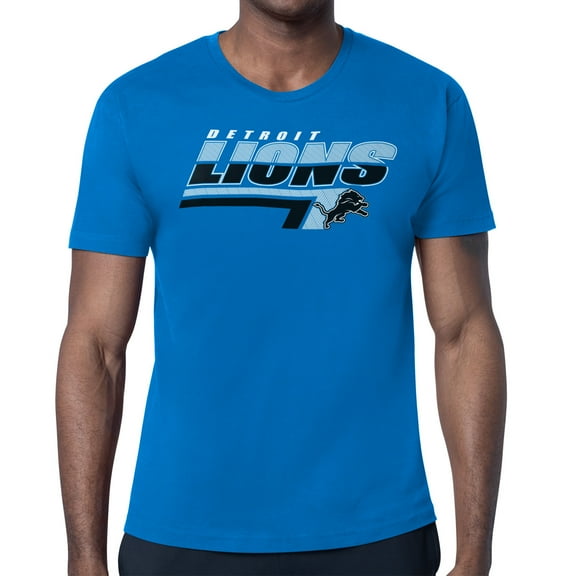 Men's Starter Blue Detroit Lions Logo Push Graphic T-Shirt