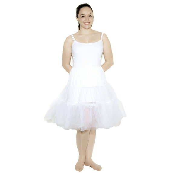White Crinoline Slip - Elastic Waist Adult Plus XL - 50s Style Full Net Petticoat
